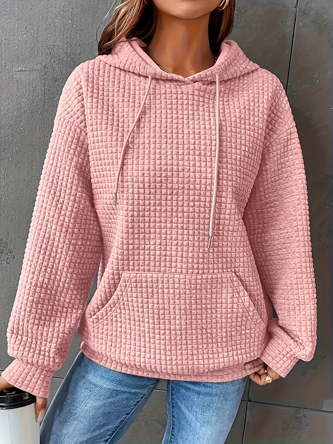 Lena | Cozy Waffle Knit Hooded Sweater