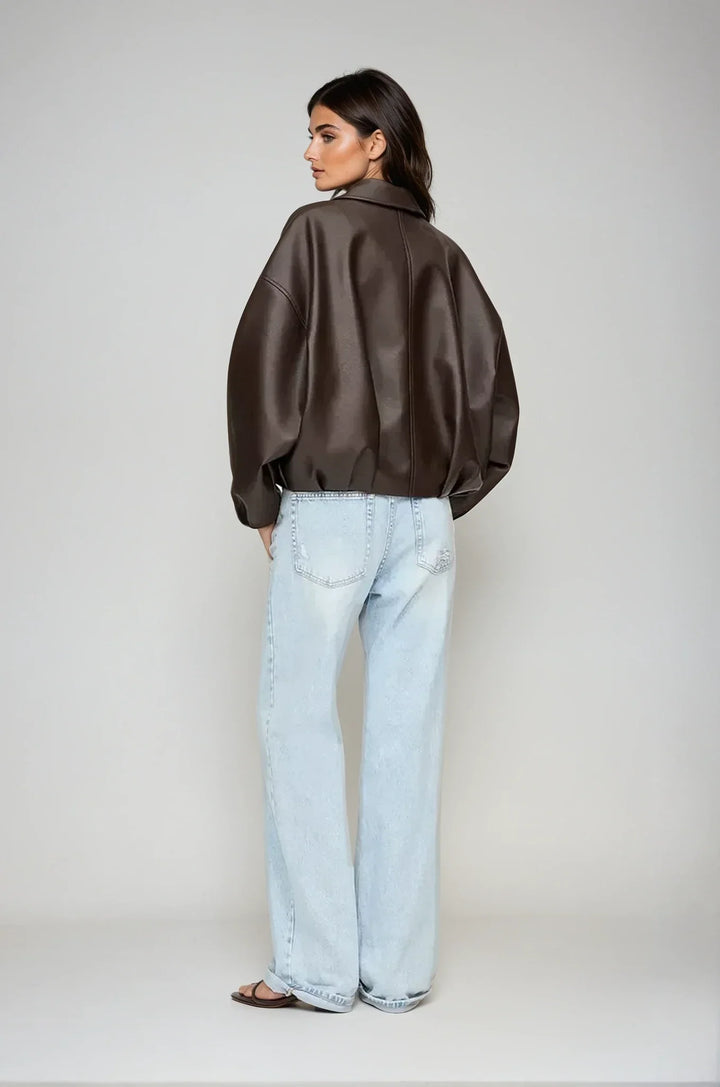 Vanessa | Oversized Leather Jacket with Belt