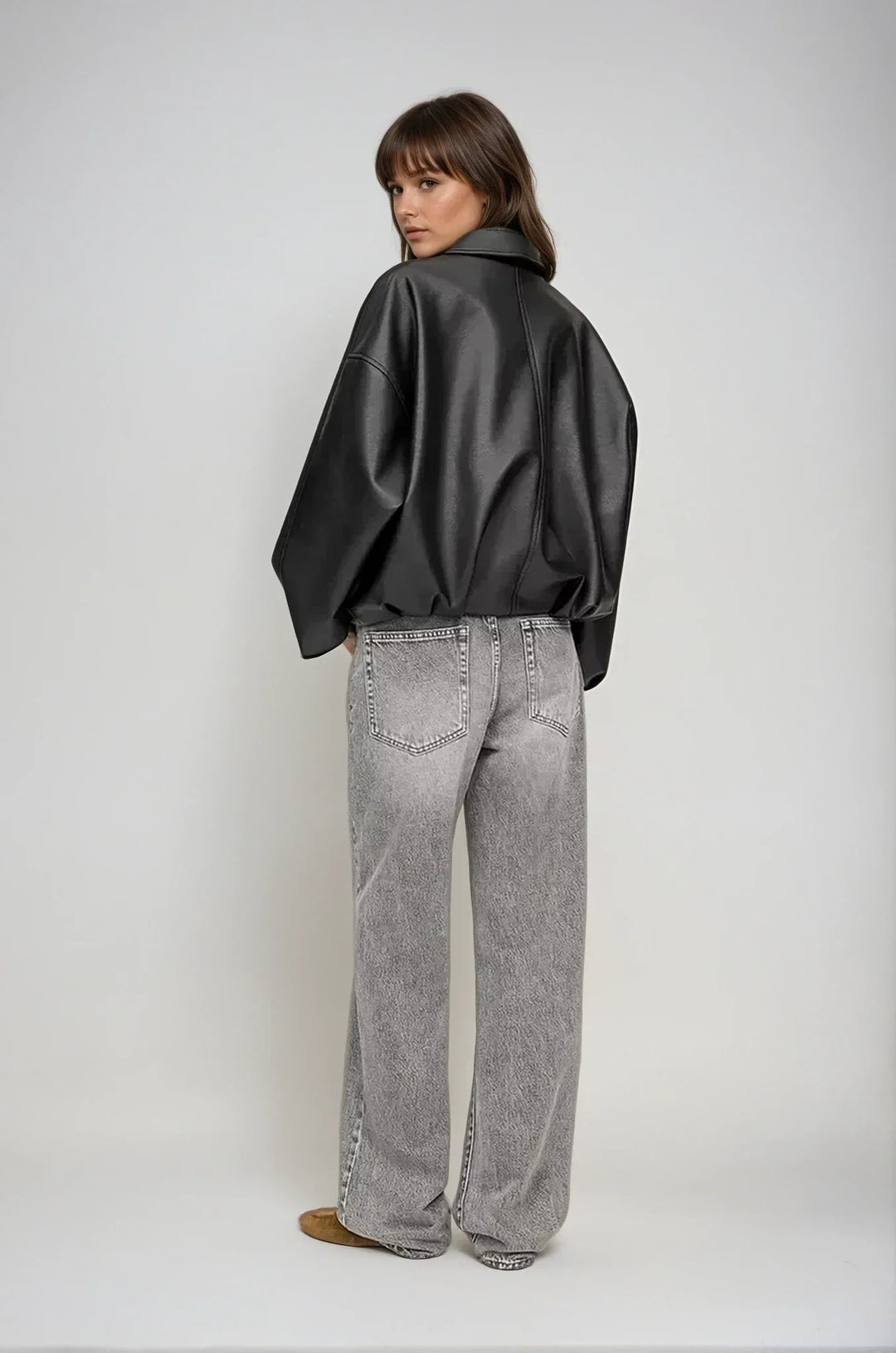 Vanessa | Oversized Leather Jacket with Belt