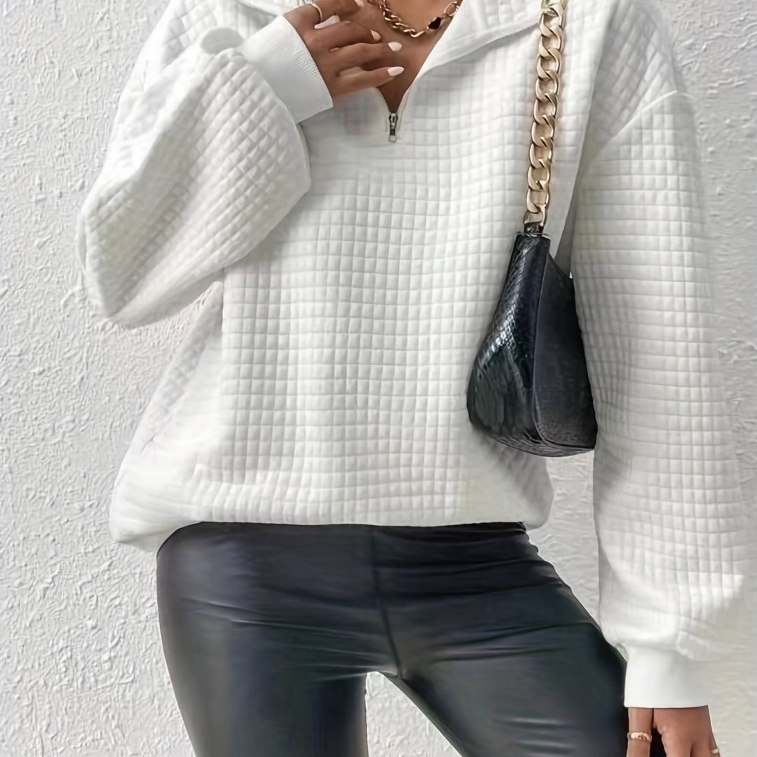 Lena | Quarter-Zip Waffle Knit Pullover