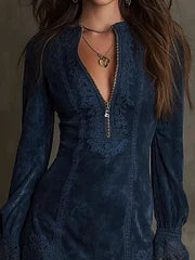 Brielle | Elegant Blue Lace Mini Dress
