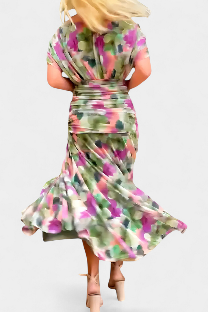 Alondra | Elegant Floral V-Neck Flow Dress