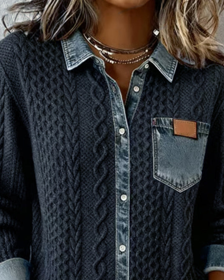 Elowen | Refined Contrast-Trim Layered Look Cardigan