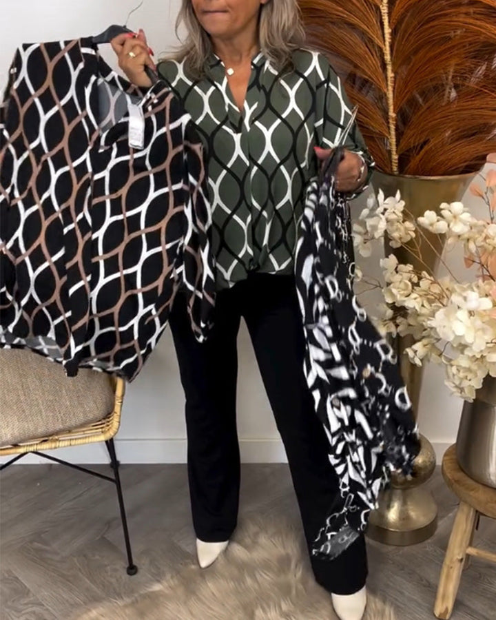 Naomi | Elegant Patterned Long Sleeve Blouse