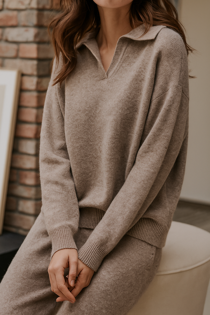 Harper | Elegant Polo-Collar Tailored Lounge Set