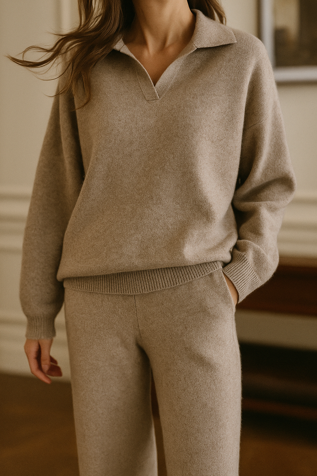 Harper | Elegant Polo-Collar Tailored Lounge Set