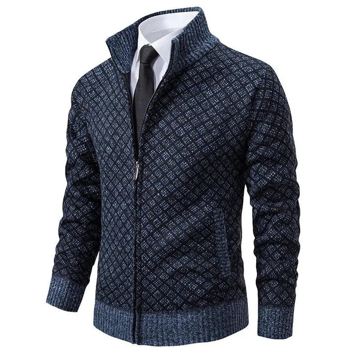 Cole | Diamond-Knit Zip Cardigan