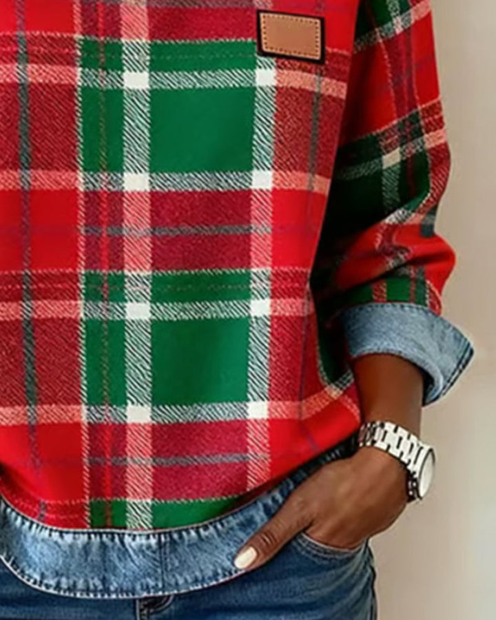 Riley | Patchwork Round-Neck Pullover Sweatshirt