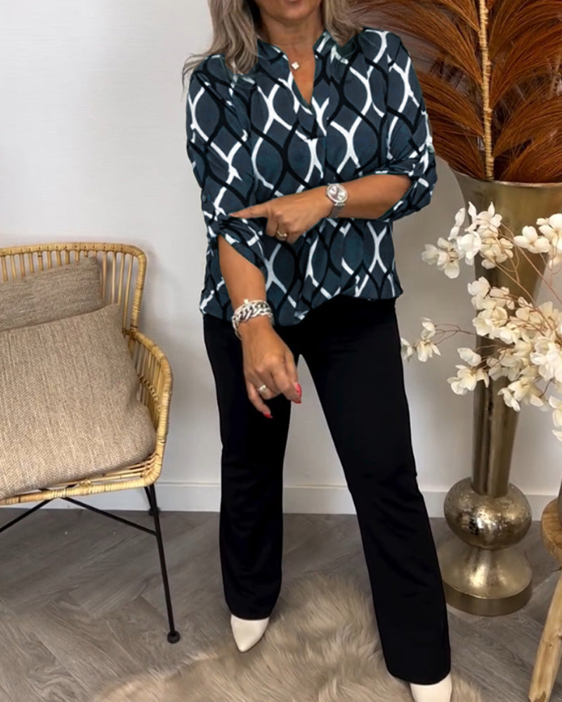 Naomi | Elegant Patterned Long Sleeve Blouse