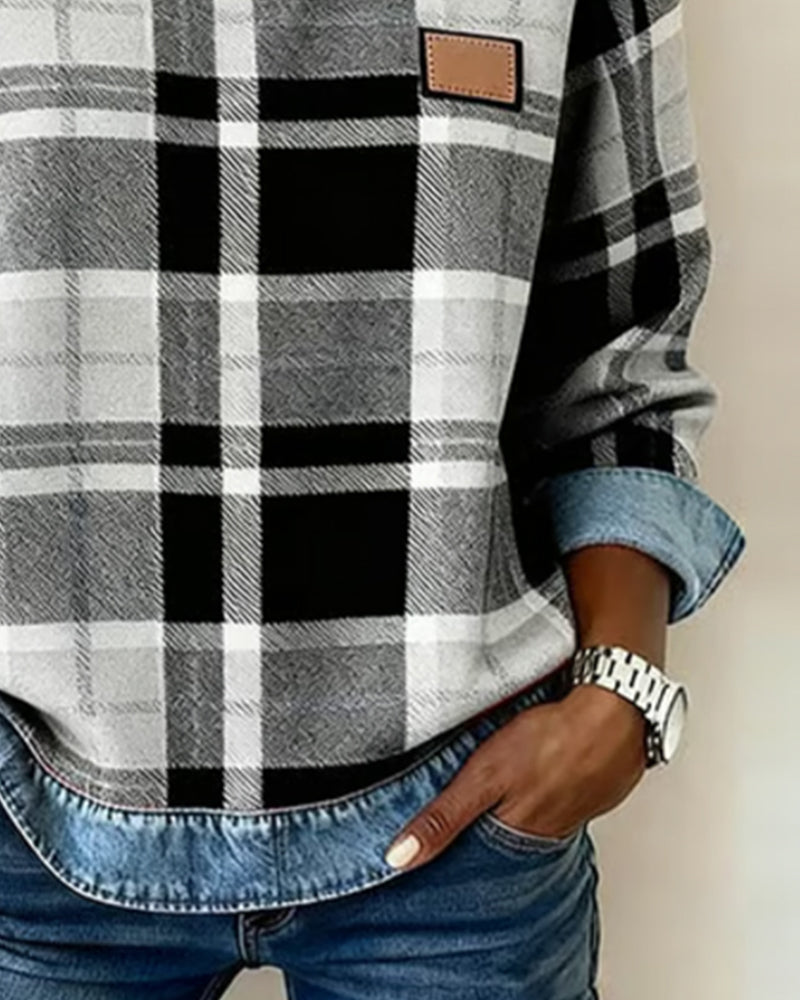 Riley | Patchwork Round-Neck Pullover Sweatshirt