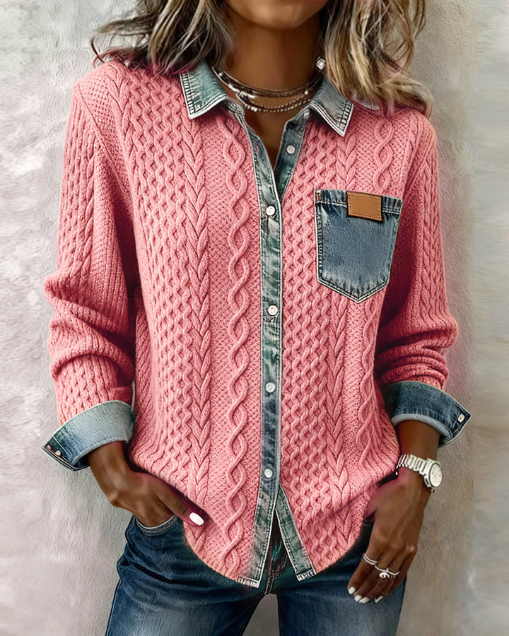 Elowen | Refined Contrast-Trim Layered Look Cardigan