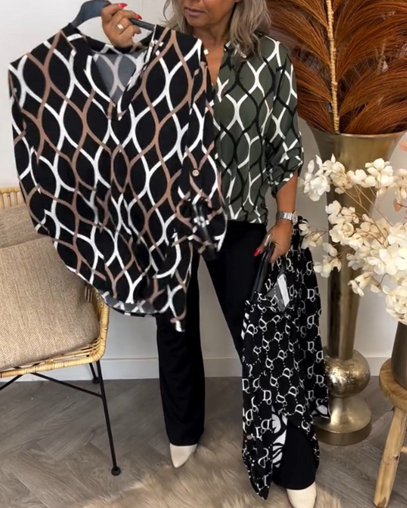 Naomi | Elegant Patterned Long Sleeve Blouse