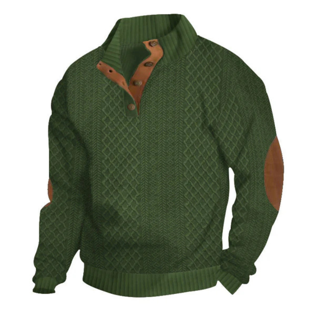 Calvin | Refined Button-Neck Textured Sweater