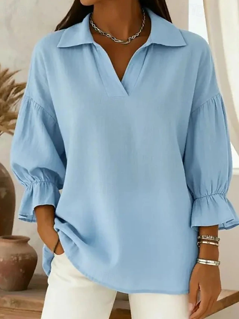 Elena | Relaxed Collared Silhouette Blouse