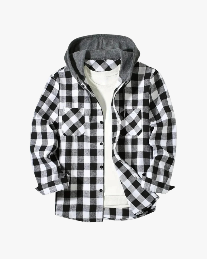 Rowan | Structured Plaid Hooded Statement Jacket