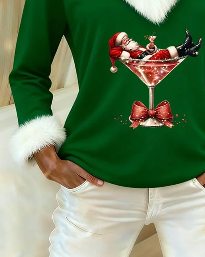 Ember | Festive Trim V-Neck Holiday Top
