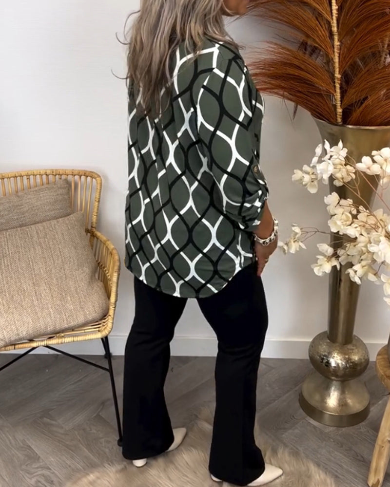 Naomi | Elegant Patterned Long Sleeve Blouse