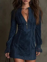 Brielle | Elegant Blue Lace Mini Dress