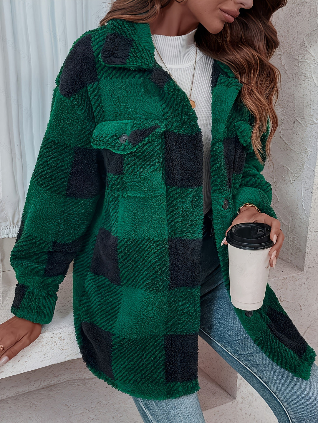 Tessa | Cozy Checkered Overshirt Jacket