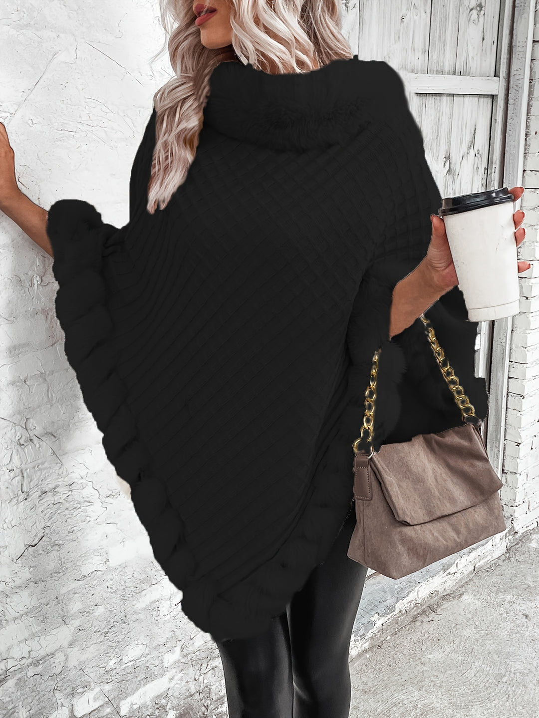 Rowena | Elegant Textured Cape Coat