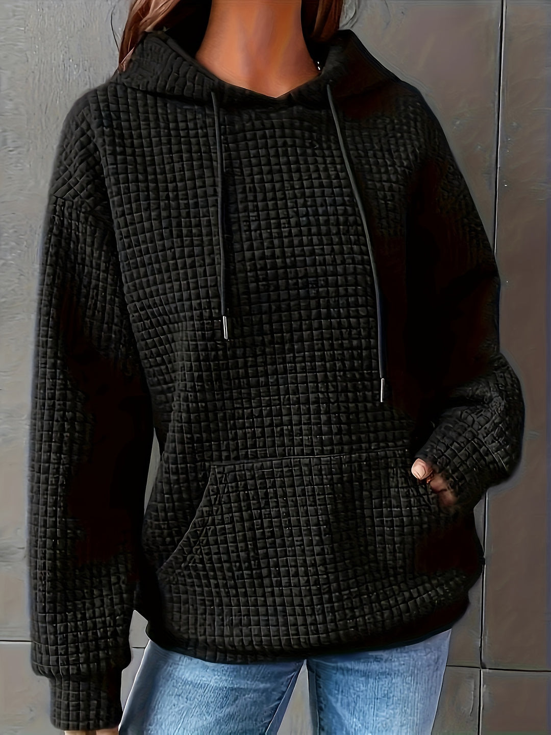 Lena | Cozy Waffle Knit Hooded Sweater