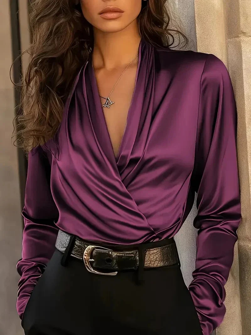 Marielle | Elegant Draped V-Neck Blouse