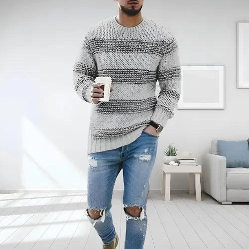Landon | Textured Striped Classic Sweater