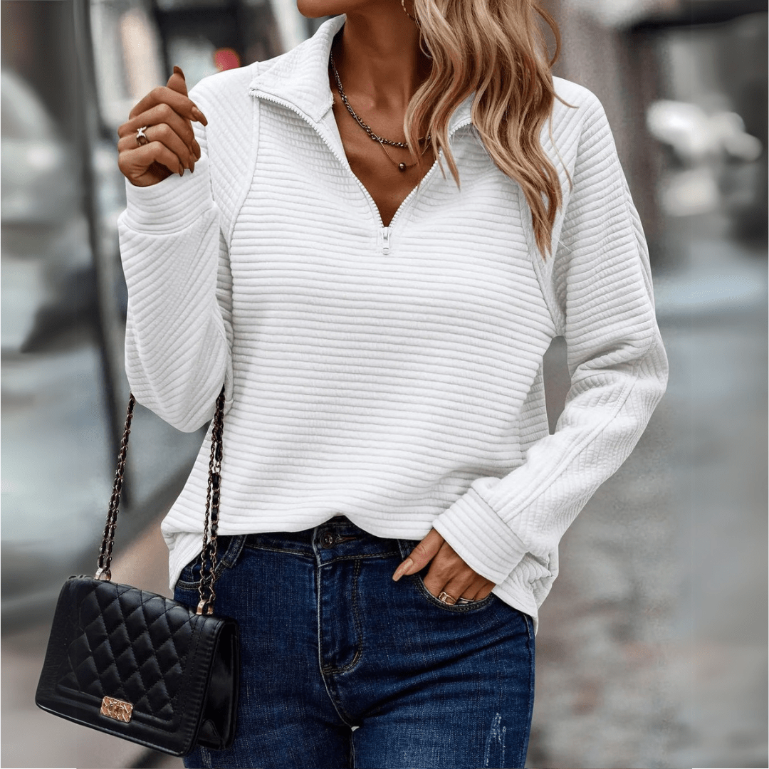 Mara | Textured Half-Zip Everyday Sweater
