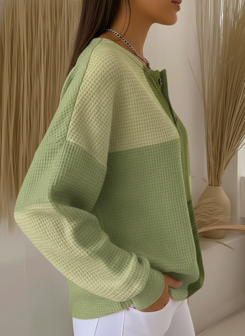 Harper | Soft Textured Button-Neck Sweater