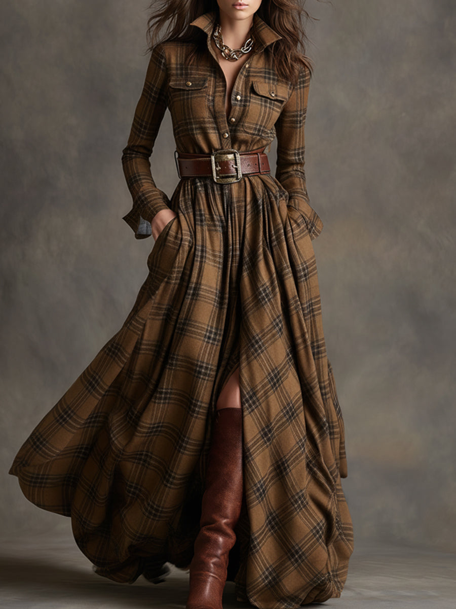 Scarlett | Elegant Plaid Shirt Dress