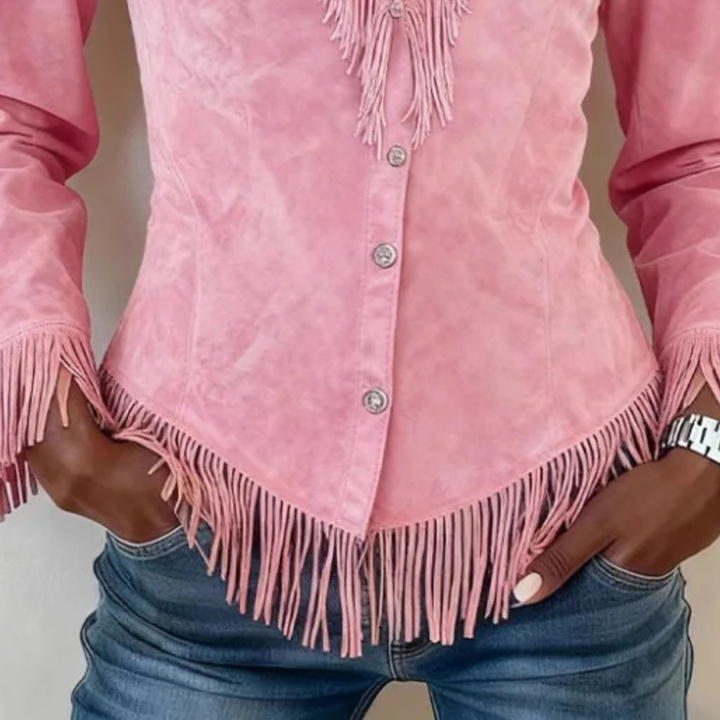 Liza | Elegant Fringe Button-Up Blouse