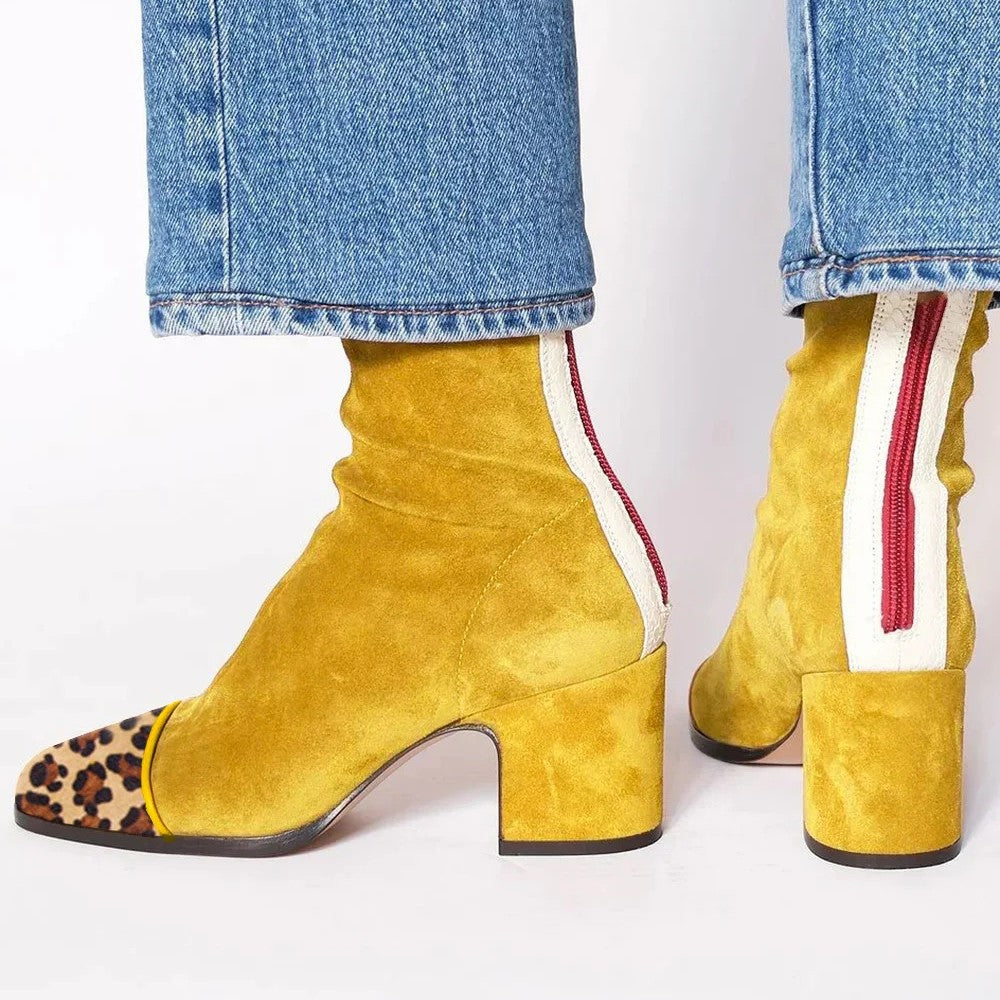 Sienna | Sculpted Square-Toe Block Heel Boots