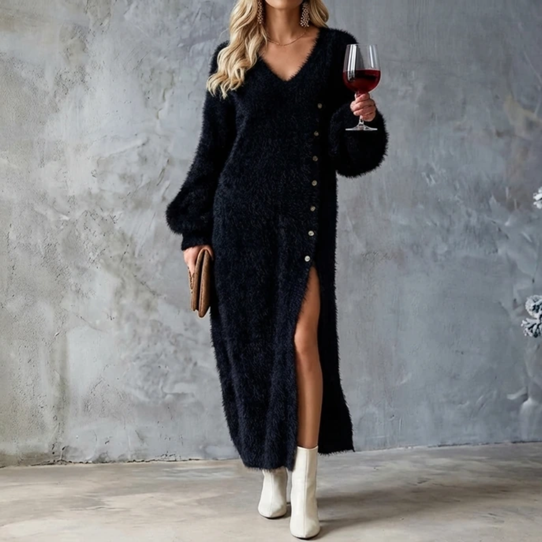 Brielle | Elegant Button-Side Knit Dress