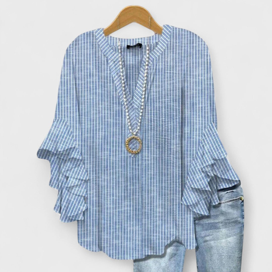 Lina | Elegant Floral Blouse With Ruffled Sleeves