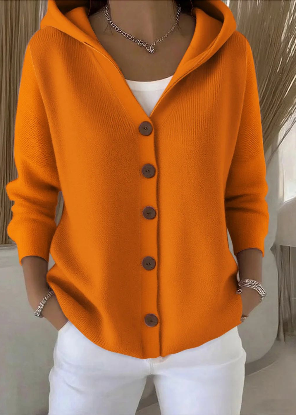 Jessica | Cozy Button-Up Hooded Cardigan
