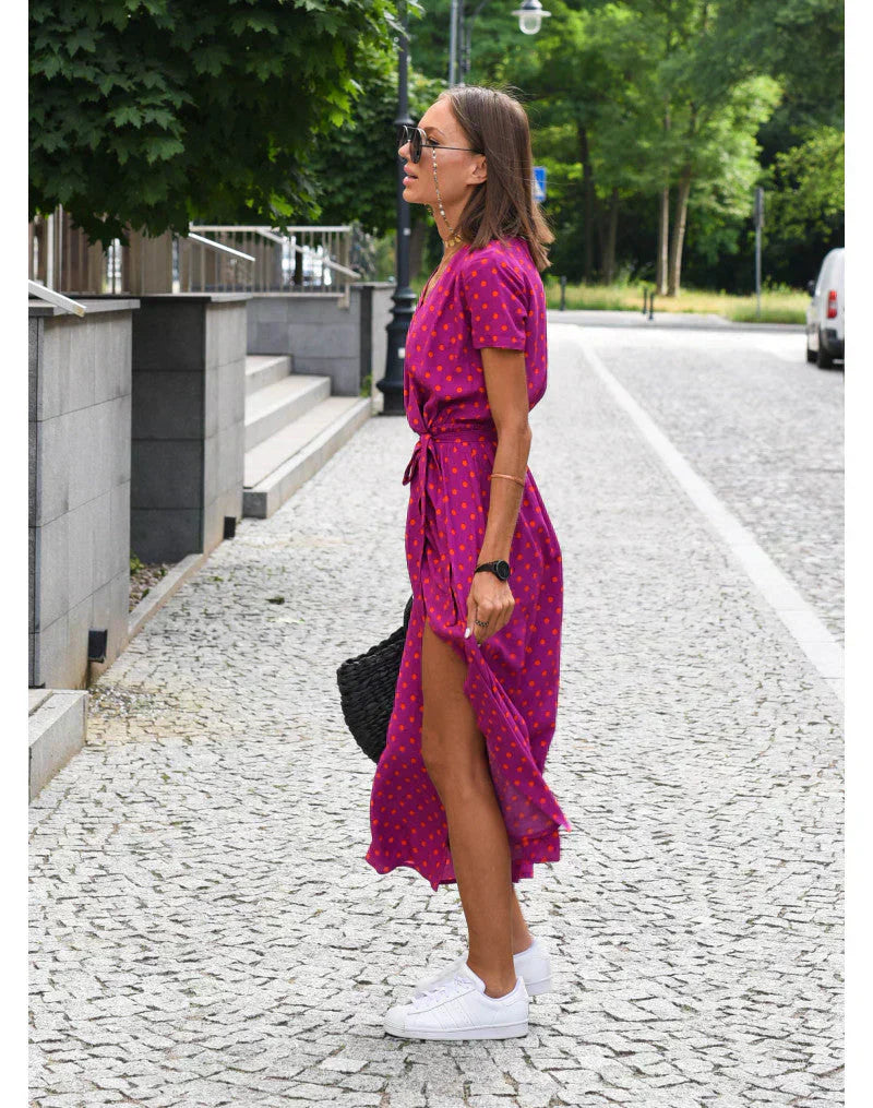 Eva | Elegant V-Neck Flowing Midi Dress