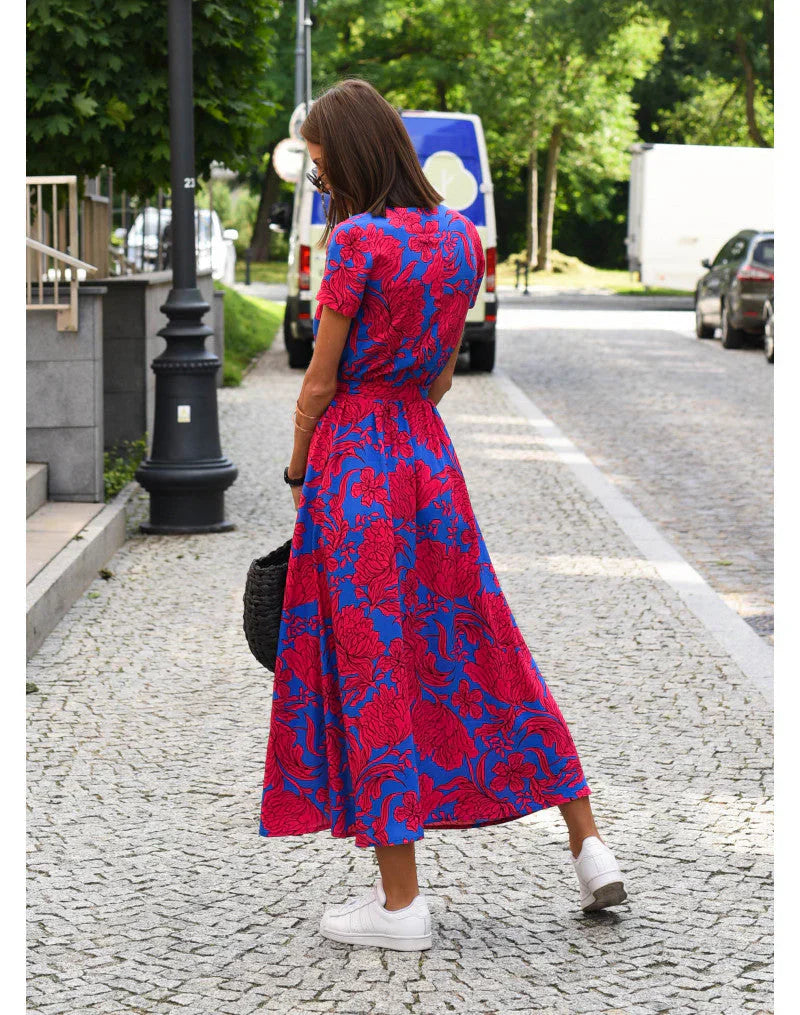 Eva | Elegant V-Neck Flowing Midi Dress