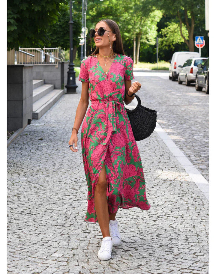 Eva | Elegant V-Neck Flowing Midi Dress