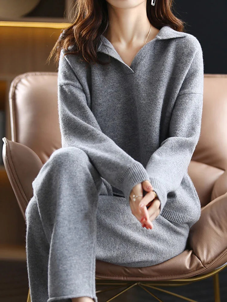 Harper | Elegant Polo-Collar Tailored Lounge Set