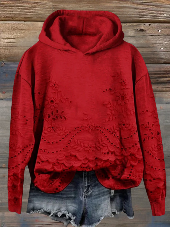 Sacha | Cozy Embroidered Floral Hoodie