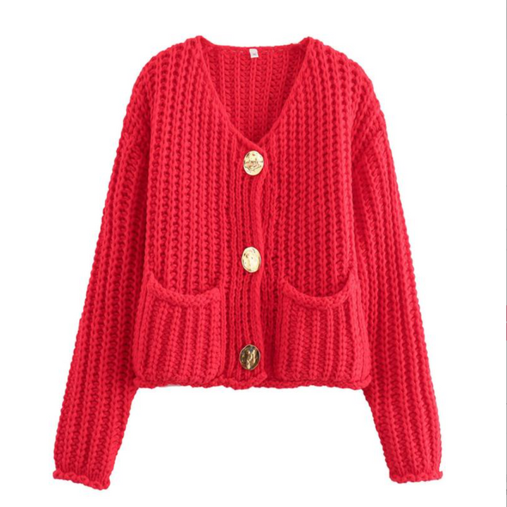 Laura | Cropped Knitted Long Sleeve Cardigan