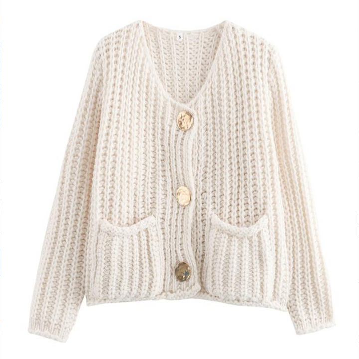 Laura | Cropped Knitted Long Sleeve Cardigan