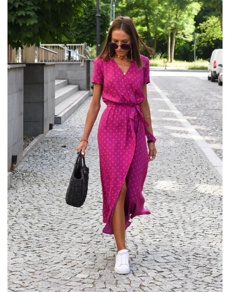 Eva | Elegant V-Neck Flowing Midi Dress