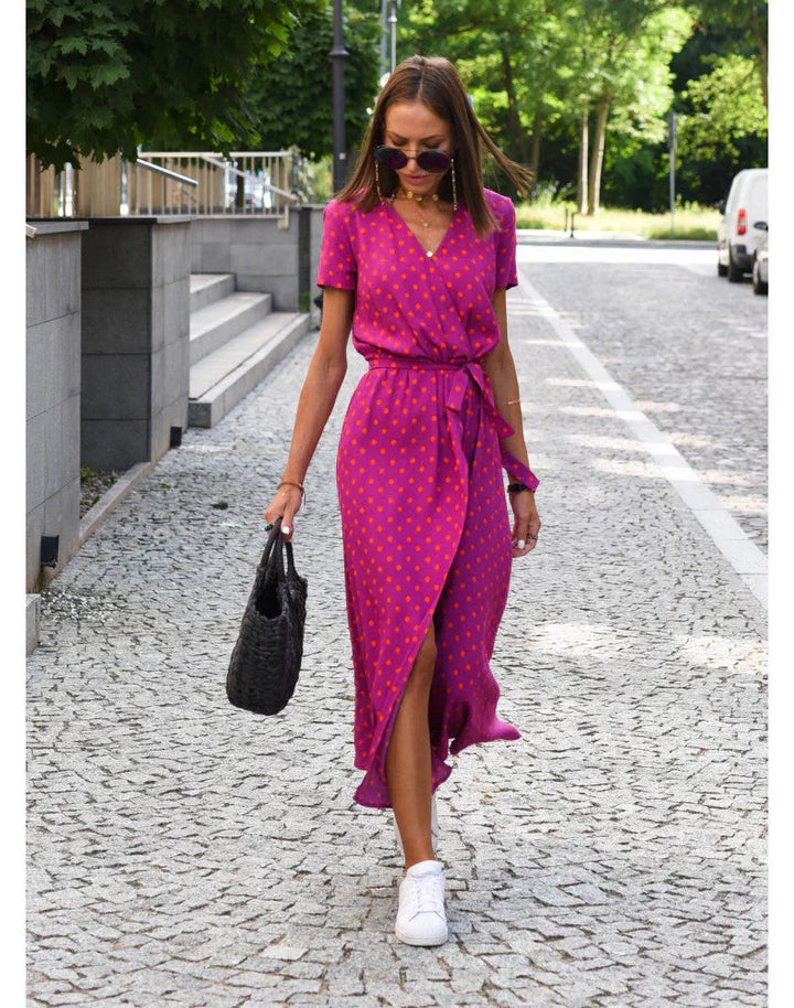 Eva | Elegant V-Neck Flowing Midi Dress