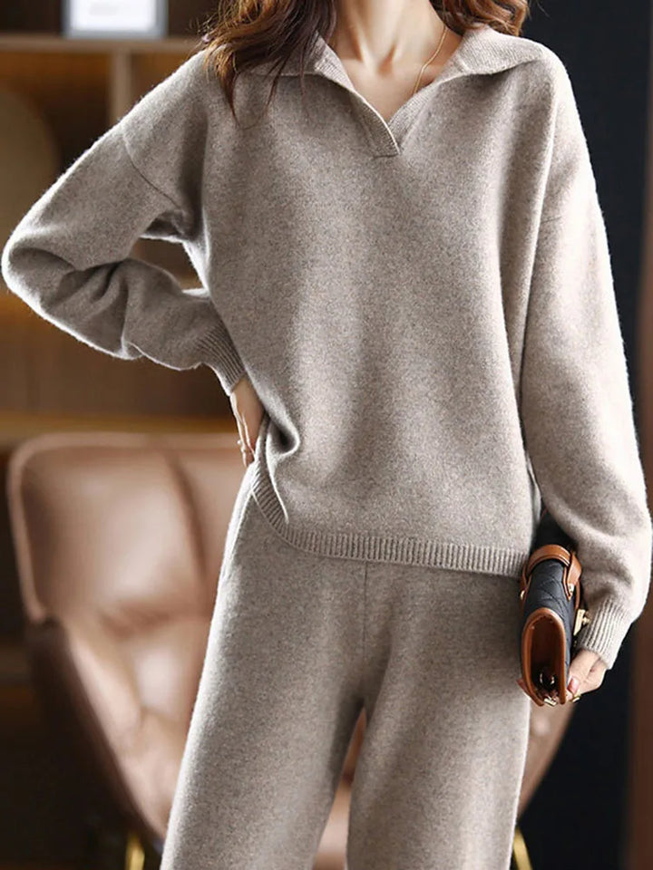 Harper | Elegant Polo-Collar Tailored Lounge Set