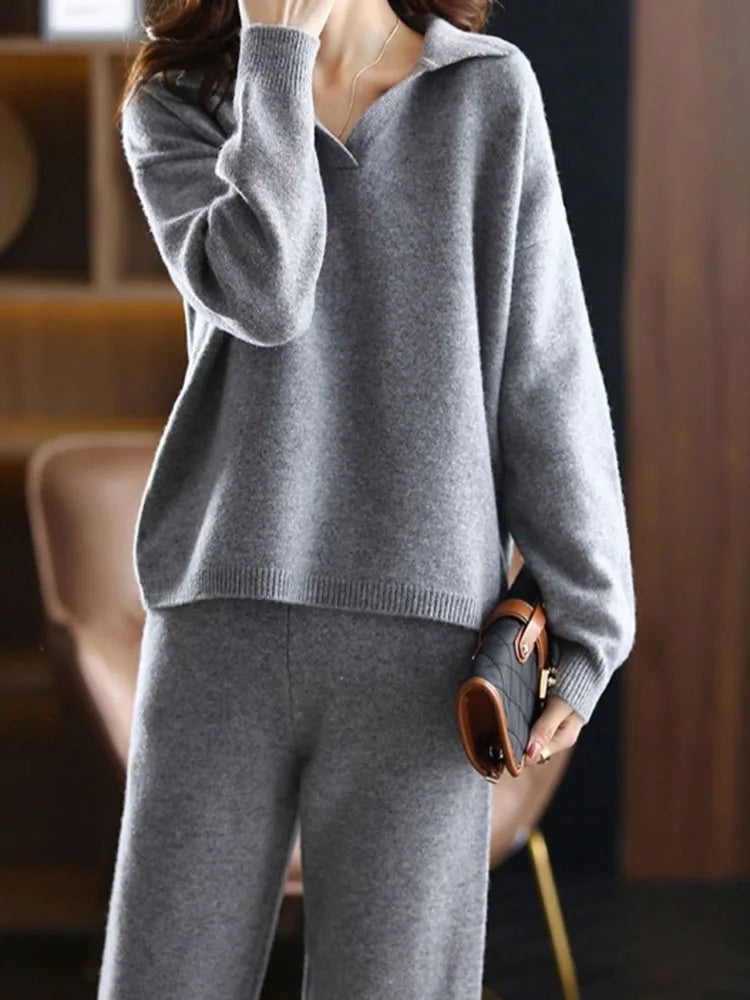 Harper | Elegant Polo-Collar Tailored Lounge Set