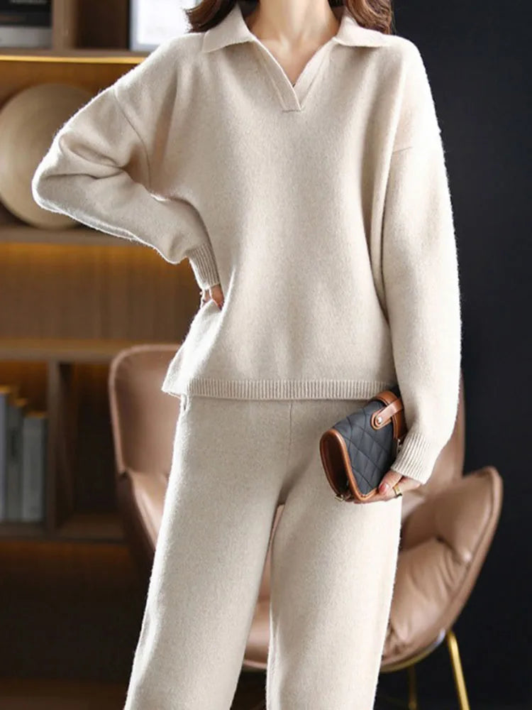Harper | Elegant Polo-Collar Tailored Lounge Set