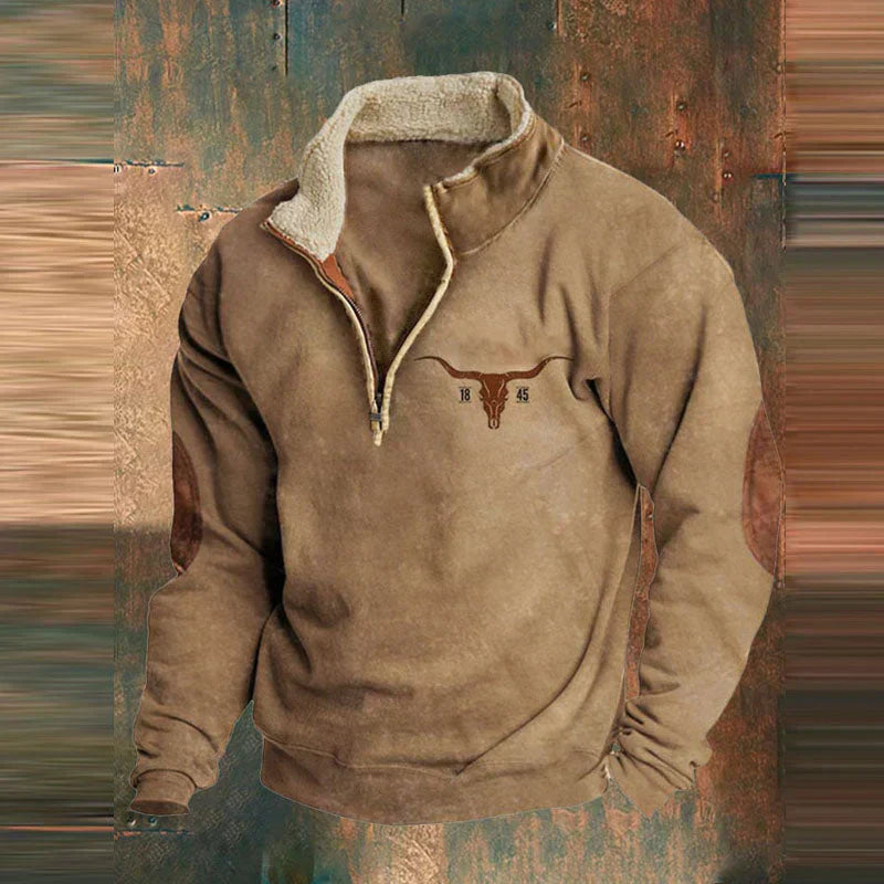 Grayson | Half-Zip Fleece Pullover with Patterned Sleeves