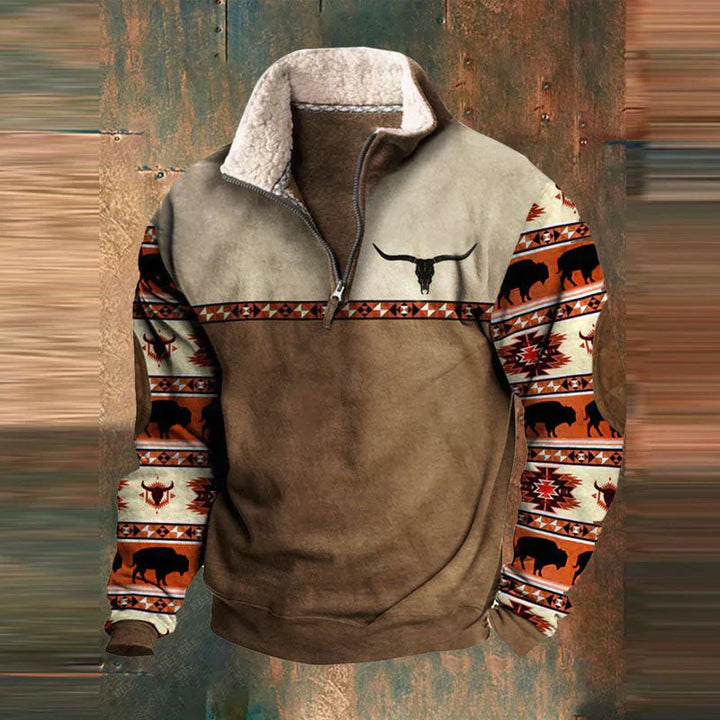 Grayson | Half-Zip Fleece Pullover with Patterned Sleeves