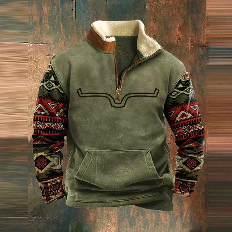 Grayson | Half-Zip Fleece Pullover with Patterned Sleeves